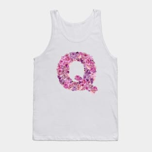 Pink Floral Letter Q Tank Top